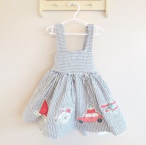Savannah Striped Blue and White Kids Dress